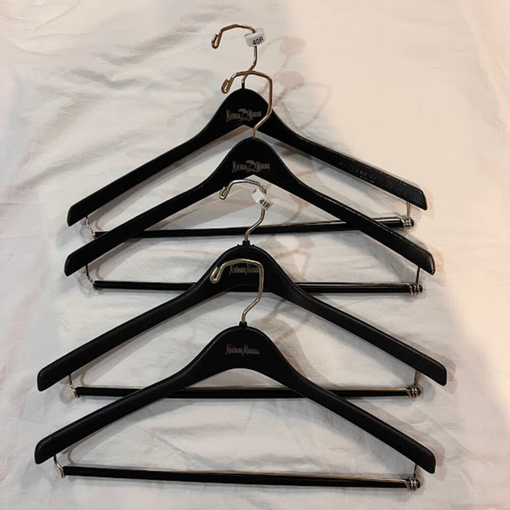 Vintage Neiman Marcus Black and Gold Hangers Set of 4